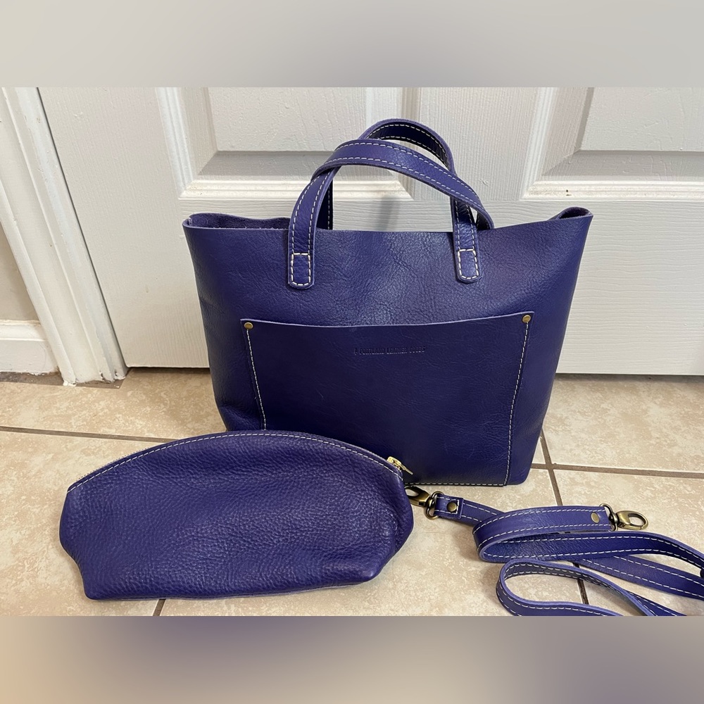Portland Leather Goods Medium Crossbody Tote Violet